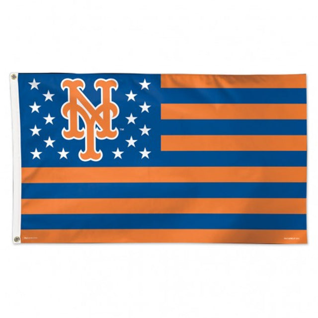 Bandera de los New York Mets de 3 x 5 pulgadas, estilo de lujo, diseño de estrellas y rayas