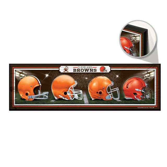 Letrero de madera de 9 x 30 de los Cleveland Browns con diseño de cascos