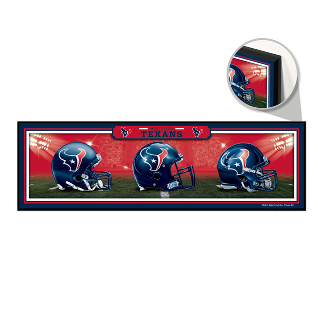 Letrero de madera de 9 x 30 de los Houston Texans con diseño de cascos