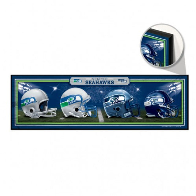 Letrero de madera de 9 x 30 de los Seattle Seahawks con diseño de cascos