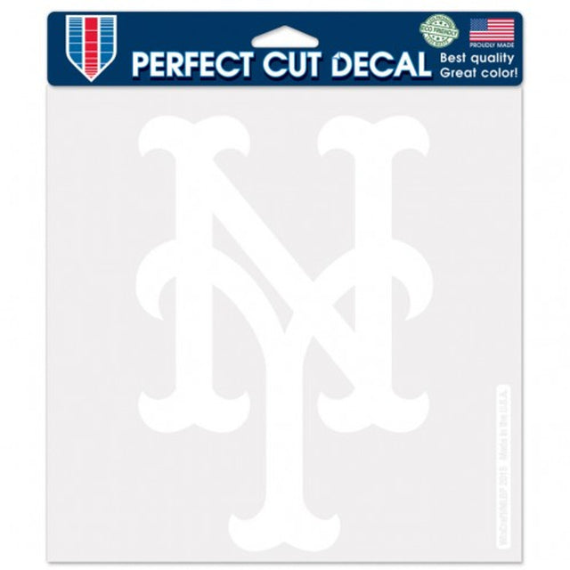 Calcomanía de los New York Mets de 8 x 8 pulgadas, corte perfecto, color blanco