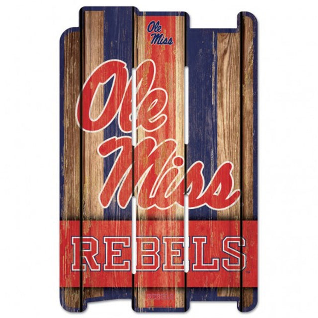 Letrero de madera de 11 x 17 de Mississippi Rebels