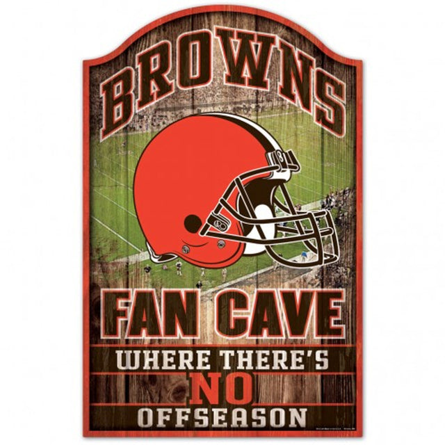 Letrero de madera de 11 x 17 de los Cleveland Browns, diseño de cueva para fanáticos