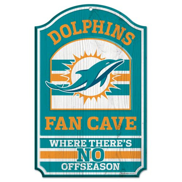 Letrero de madera de los Miami Dolphins: diseño de cueva para fanáticos de 11" x 17"