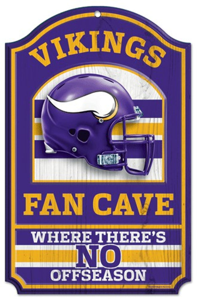 Letrero de madera de 11 x 17 de Minnesota Vikings con diseño de cueva para fanáticos