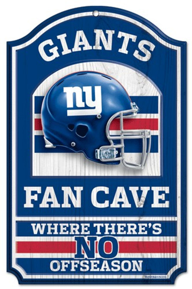 Letrero de madera de los New York Giants: diseño de cueva de fanáticos de 11" x 17"