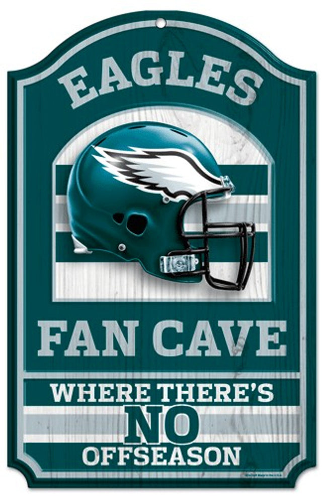 Letrero de madera de los Philadelphia Eagles: diseño de cueva para fanáticos de 11" x 17"