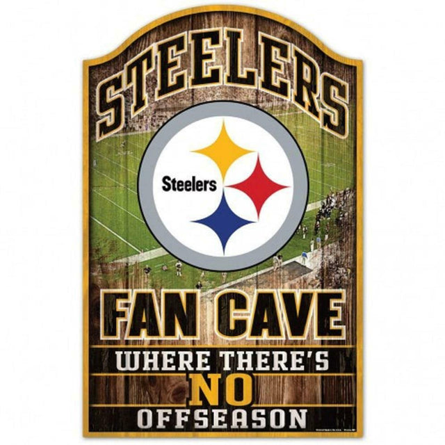 Letrero de madera de los Pittsburgh Steelers: diseño de cueva para fanáticos de 11" x 17"