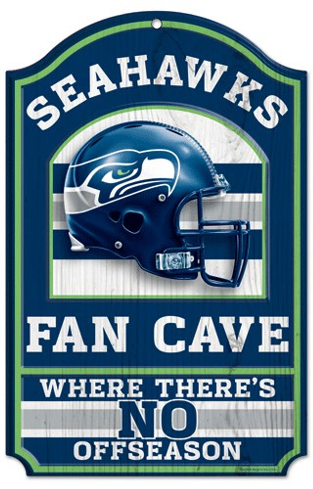 Letrero de madera de los Seattle Seahawks: diseño de cueva para fanáticos de 11" x 17"