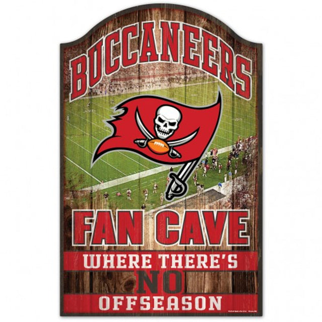 Letrero de madera de 11 x 17 de los Tampa Bay Buccaneers con diseño de cueva para fanáticos