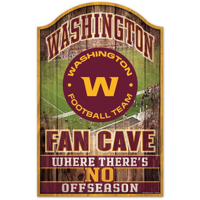 Letrero de madera de 11 x 17 del equipo de fútbol de Washington, diseño de cueva para fanáticos