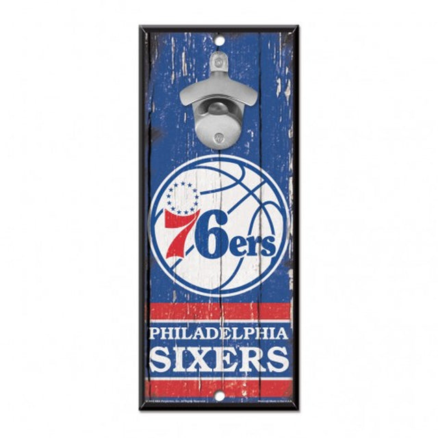 Philadelphia 76ers Sign Wood 5x11 Bottle Opener