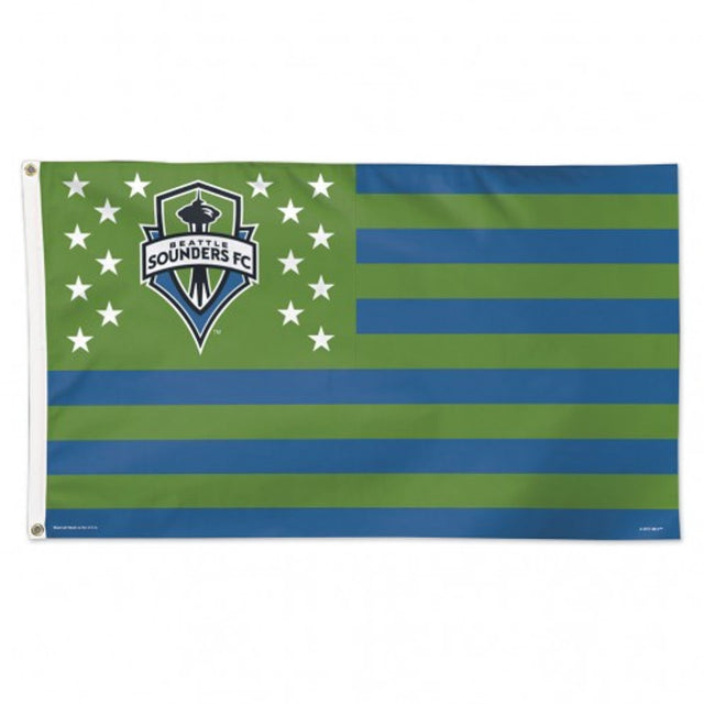 Bandera de los Seattle Sounders de 3 x 5 pulgadas, estilo de lujo, diseño de estrellas y rayas