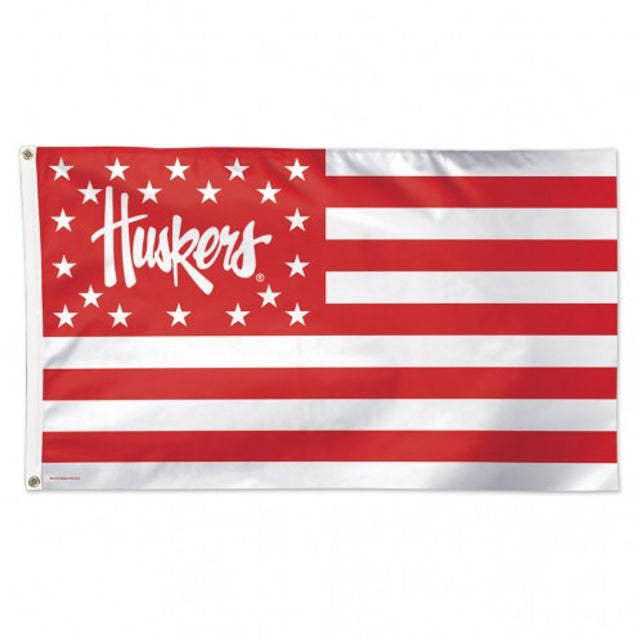 Bandera de lujo de los Nebraska Cornhuskers, 3 x 5 pulgadas, con estrellas y rayas