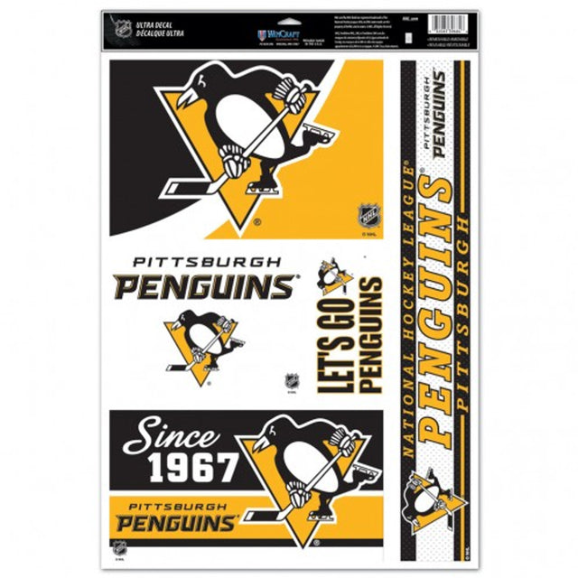 Calcomanía de los Pittsburgh Penguins de 11 x 17, multiusos, 5 calcomanías