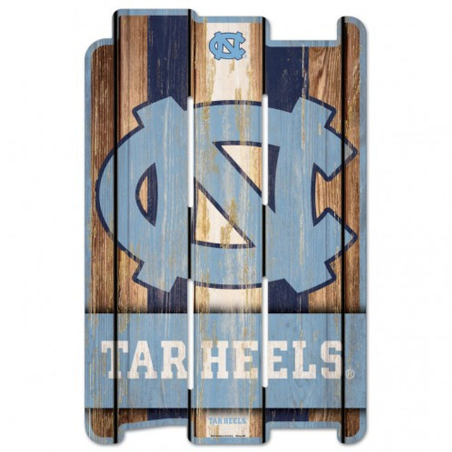 Letrero de madera estilo valla de 11 x 17 de los Tar Heels de Carolina del Norte