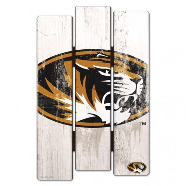 Letrero de madera estilo valla de los Missouri Tigers de 11 x 17 pulgadas