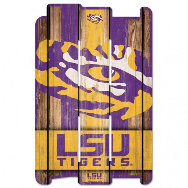 Letrero de madera estilo valla de los LSU Tigers de 11 x 17 pulgadas