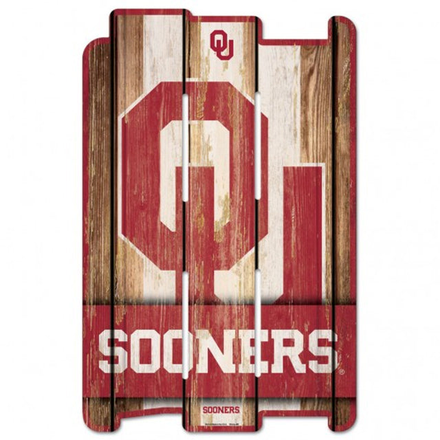 Letrero de los Oklahoma Sooners de 11 x 17 cm estilo valla de madera