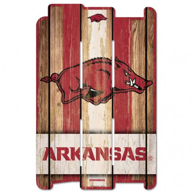 Arkansas Razorbacks Sign 11x17 Wood Fence Style