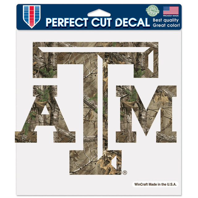 Calcomanía de los Texas A&amp;M Aggies, camuflaje de corte perfecto de 8 x 8 pulgadas