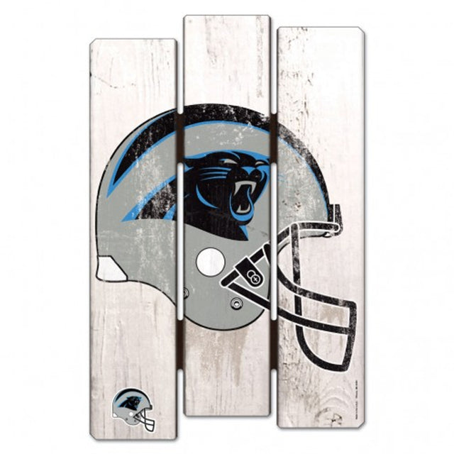 Letrero de madera estilo valla de los Carolina Panthers de 11 x 17 pulgadas