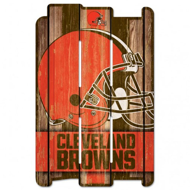 Letrero de los Cleveland Browns de 11 x 17 cm estilo valla de madera