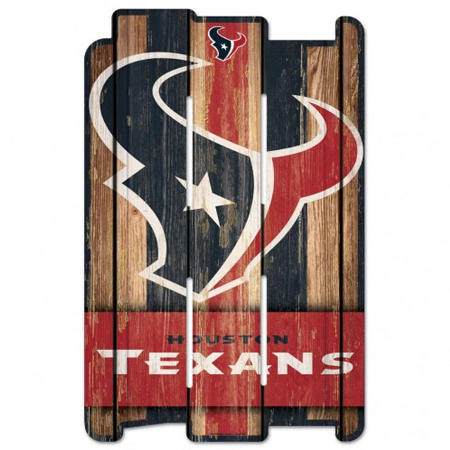 Letrero de los Houston Texans de 11 x 17 cm estilo valla de madera