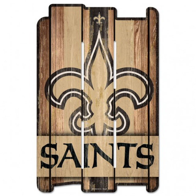 Letrero de madera estilo valla de los New Orleans Saints de 11 x 17 pulgadas