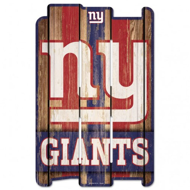 Letrero de madera estilo valla de los New York Giants de 11 x 17 pulgadas