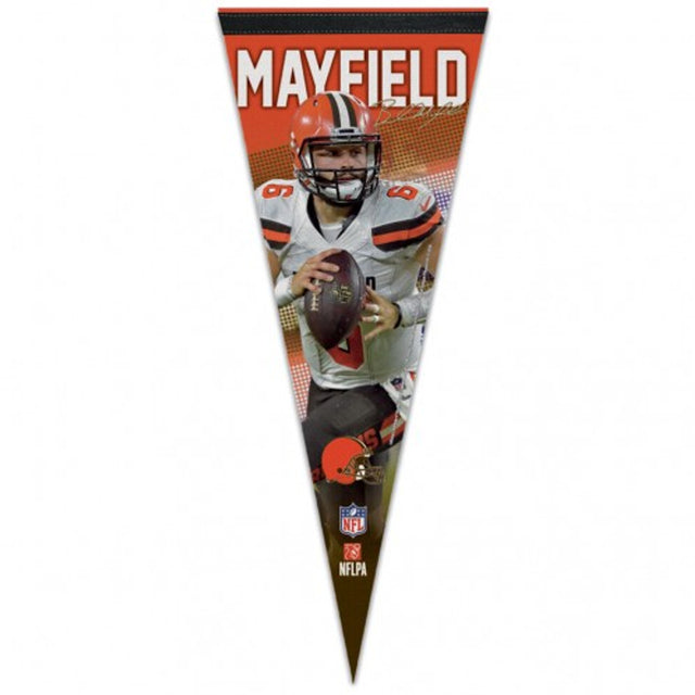 Banderín de los Cleveland Browns de 12 x 30 pulgadas, estilo premium, diseño de Baker Mayfield