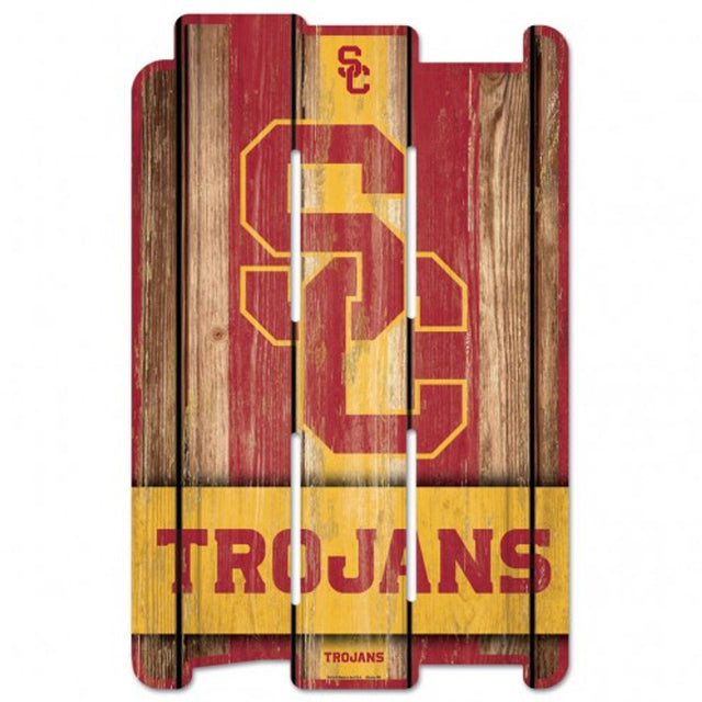 Letrero de madera estilo valla de los Trojans de la USC de 11 x 17 pulgadas