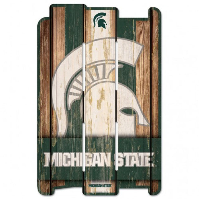 Letrero de madera estilo valla de 11 x 17 de los Spartans del estado de Michigan