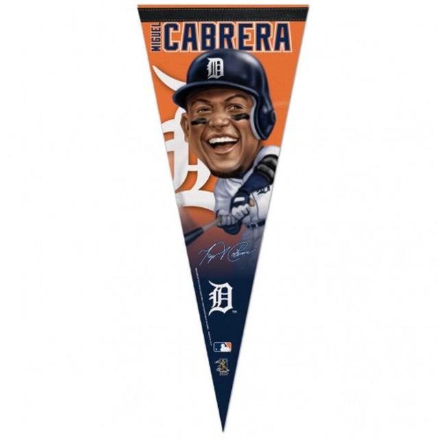 Banderín de los Tigres de Detroit de 12 x 30 pulgadas, estilo premium Miguel Cabrera Design CO