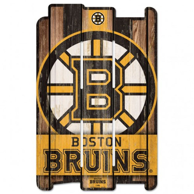 Letrero de los Boston Bruins de 11 x 17 cm estilo valla de madera