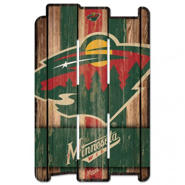 Letrero de Minnesota Wild de 11 x 17 cm estilo valla de madera