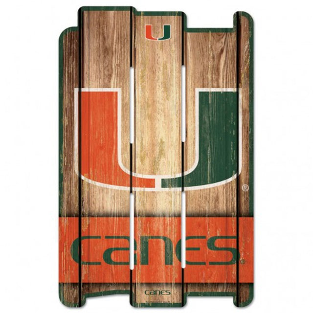 Letrero de los Miami Hurricanes de 11 x 17 cm estilo valla de madera