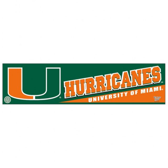 Calcomanía de los Miami Hurricanes, estilo tira para parachoques de 3 x 12 pulgadas