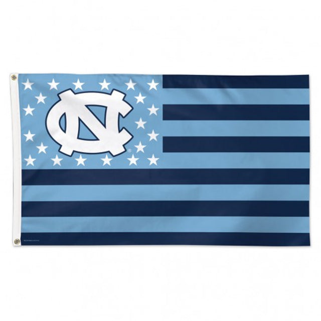 Bandera de los Tar Heels de Carolina del Norte, estilo de lujo, diseño de estrellas y rayas, 3 x 5