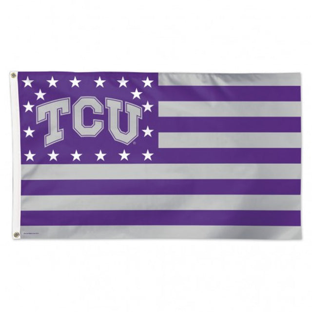 Bandera de TCU Horned Frogs de 3 x 5 pulgadas, estilo de lujo, diseño de estrellas y rayas