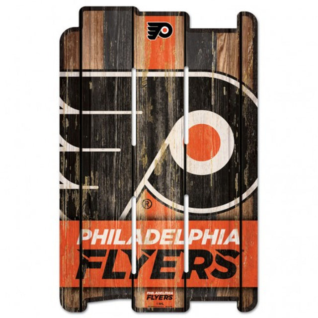 Letrero de los Philadelphia Flyers de 11 x 17 cm estilo valla de madera