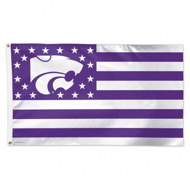 Bandera de los Kansas State Wildcats de 3 x 5 pulgadas, estilo de lujo, diseño de estrellas y rayas