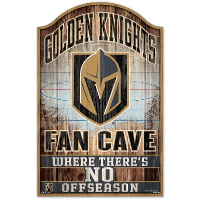 Letrero de madera de 11 x 17 de Vegas Golden Knights con diseño de cueva de abanico