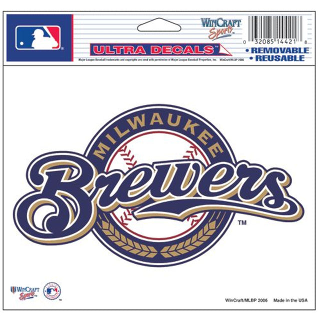 Calcomanía de los Milwaukee Brewers de 5 x 6 pulgadas, multiusos y a todo color