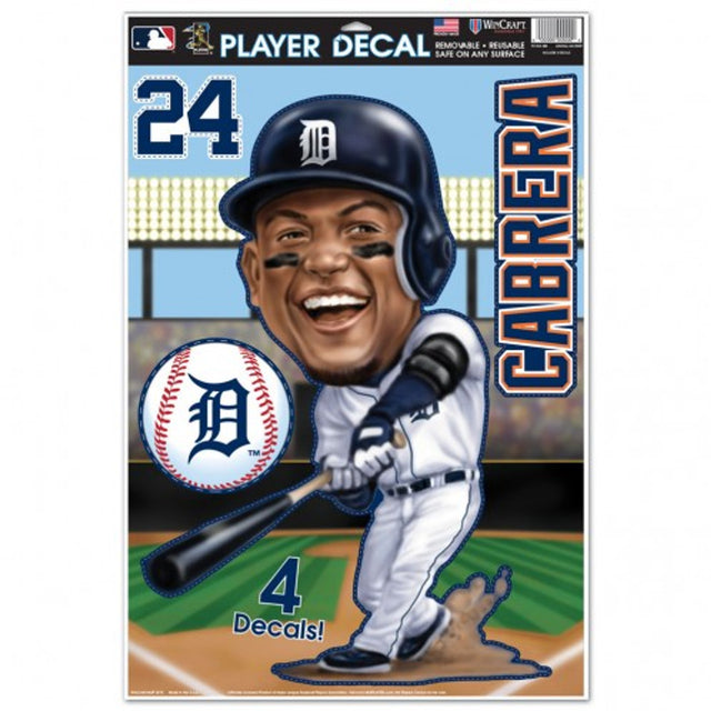 Calcomanía de caricatura de Miguel Cabrera de los Tigres de Detroit, 11 x 17, multiusos