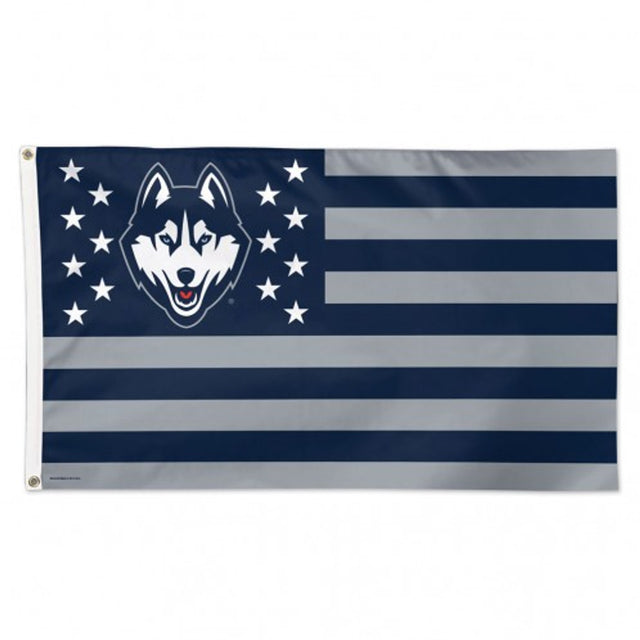 Connecticut Huskies Flag 3x5 Deluxe Style Stars and Stripes Design