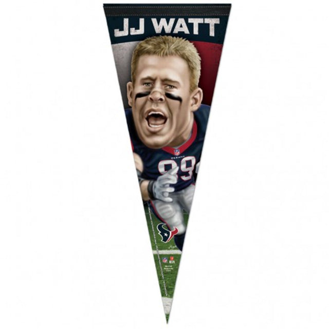 Banderín de los Houston Texans de 12 x 30 pulgadas, estilo premium, de JJ Watt Caricature Design CO