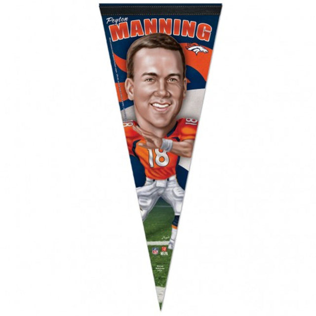 Denver Broncos Pennant 12x30 Premium Style Peyton Manning Caricature Design