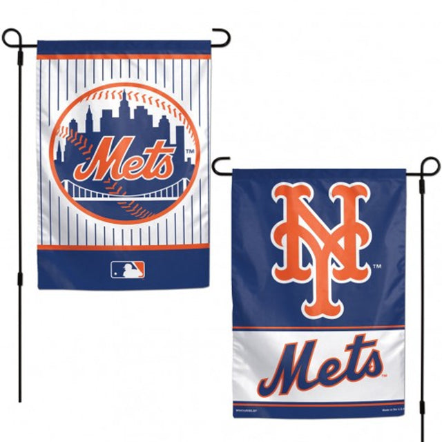 Bandera de los Mets de Nueva York de 12 x 18 pulgadas, estilo jardín, de 2 lados