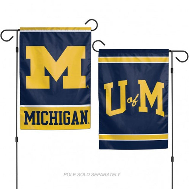 Bandera de los Wolverines de Michigan, estilo jardín, 12 x 18, de 2 lados